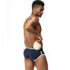 JOCKMAIL Sports Briefs with Sponge Pad men's breathable design briefs in sapphire blue, back view