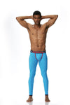 Front view of JOCKMAIL Star Bulge Pouch Long Long Johns with Comfort Fit feature in Blue.
