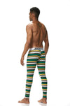 Back view of JOCKMAIL Striped Bulge Pouch Long Johns with Comfort Fit feature in Yellow.