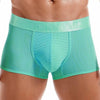 JOCKMAIL Vibrant Mesh Boxers men's breathable mesh underwear in aqua, front view