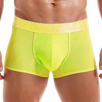 JOCKMAIL Vibrant Mesh Boxers men's breathable mesh underwear in yellow, front view
