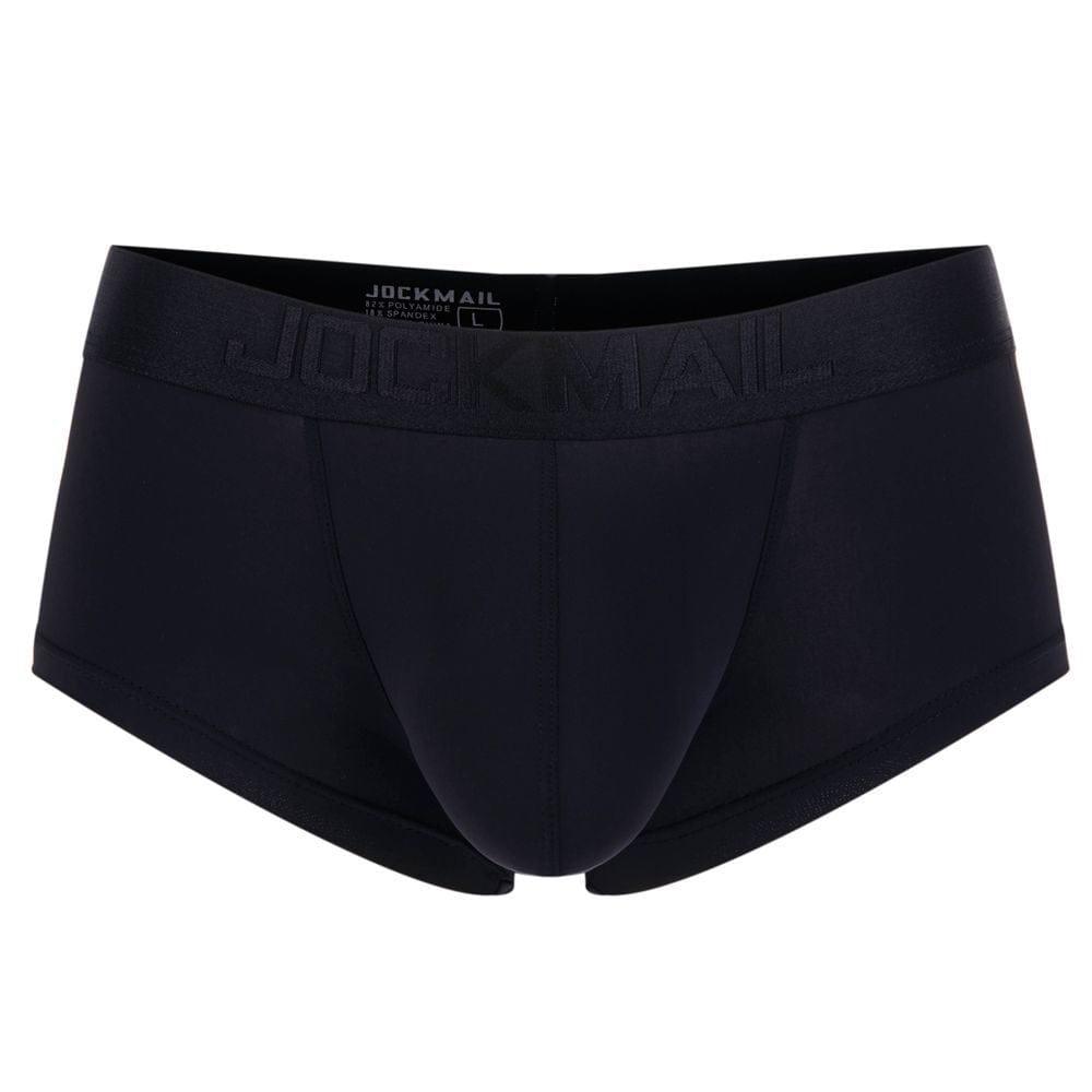 Daily wear|Gym sessions|Holiday parties|Pride events|Night gatherings|Breathable|Butt-lift design|Snug fit|Lightweight|Shaping|Waistline control|Slimming|Abdomen control|Comfort|Proper support|Stylish appearance|Festive mood|Body sculpting|Men's trunks|Low-rise underwear|Polyester pouch trunks|Vibrant sheer trunks|Sexy trunks|Black|3D Front view