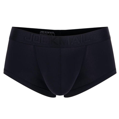 Daily wear|Gym sessions|Holiday parties|Pride events|Night gatherings|Breathable|Butt-lift design|Snug fit|Lightweight|Shaping|Waistline control|Slimming|Abdomen control|Comfort|Proper support|Stylish appearance|Festive mood|Body sculpting|Men's trunks|Low-rise underwear|Polyester pouch trunks|Vibrant sheer trunks|Sexy trunks|Black|3D Front view