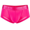 Daily wear|Gym sessions|Holiday parties|Pride events|Night gatherings|Breathable|Butt-lift design|Snug fit|Lightweight|Shaping|Waistline control|Slimming|Abdomen control|Comfort|Proper support|Stylish appearance|Festive mood|Body sculpting|Men's trunks|Low-rise underwear|Polyester pouch trunks|Vibrant sheer trunks|Sexy trunks|Rose Red|3D Front view