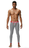 Front view of JOCKMAIL Zebra Print Bulge Pouch Long Johns with Comfort Fit feature in Red.