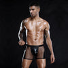 JSY Men's Lingerie Fishnet Boxers with a comfort fit in Black, front view