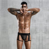 JSY Men's Lingerie Lace Suspenders Jockstrap men's comfort fit jockstrap in Black, front view