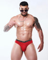 ORLVS Athlete Mesh Briefs men's breathable design briefs in red, front view