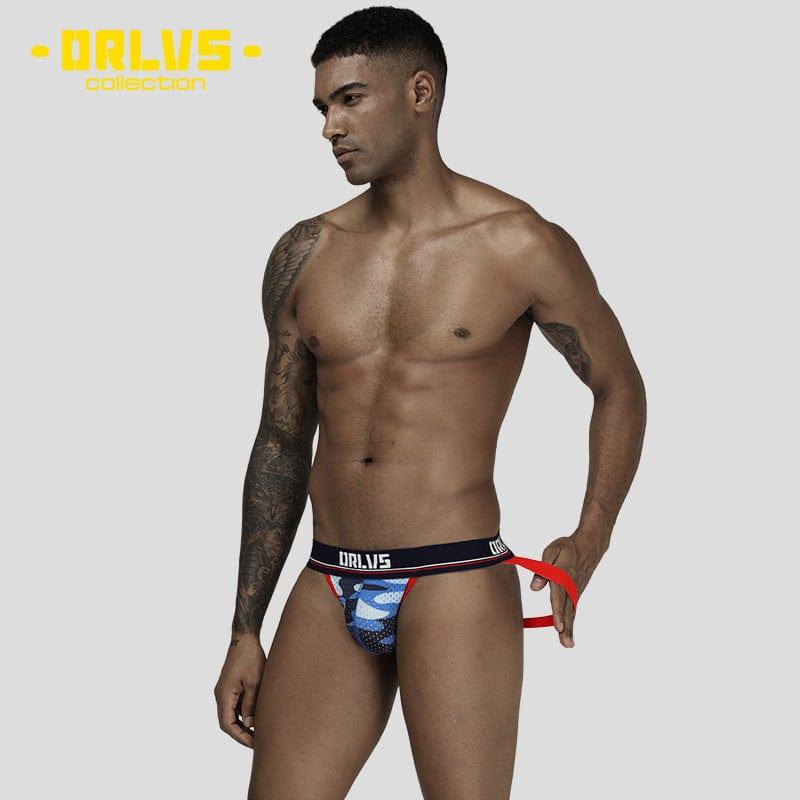 ORLVS Camo Jockstrap men's comfort fit jockstrap in Blue, left side view