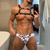 PUMP! Plaid Graffiti Briefs men's quick dry briefs in white, front view