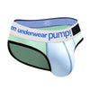 PUMP! Workout Briefs men's moisture wicking briefs in green, 3D right side view