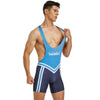 Right-side view of TAUWELL Athletic Bodysuit with Comfort Fit feature in Blue.