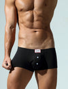 Daily wear|Home lounging|Casual outings|Romantic nights|Comfortable|Soft waistband|Non-restrictive|Relaxed fit|Gentle feel|Basic coverage|Soft support|Men's trunks|Low-rise underwear|Buttoned trunks|Casual underwear|Black|Front view