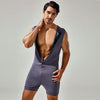 Front view of TAUWELL Hooded Sleeveless Bodysuit with Comfort Fit feature in Gray.