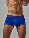 TAUWELL Low Rise Single Stripe Boxers men's breathable underwear in blue, front view