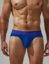 TAUWELL Low Rise Single Stripe Briefs men's breathable design briefs in blue, front view